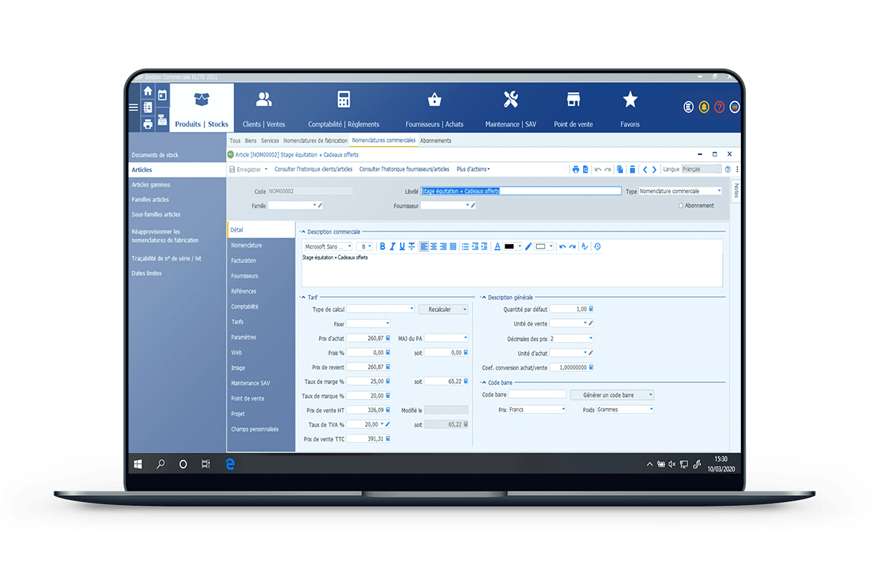 Macbook Pro EBP 2 Gestion commerciale Elite EBP