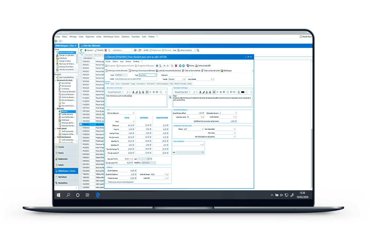 Macbook Pro EBP BATIMENT 2 logiciel Pro EBP BATIMENT